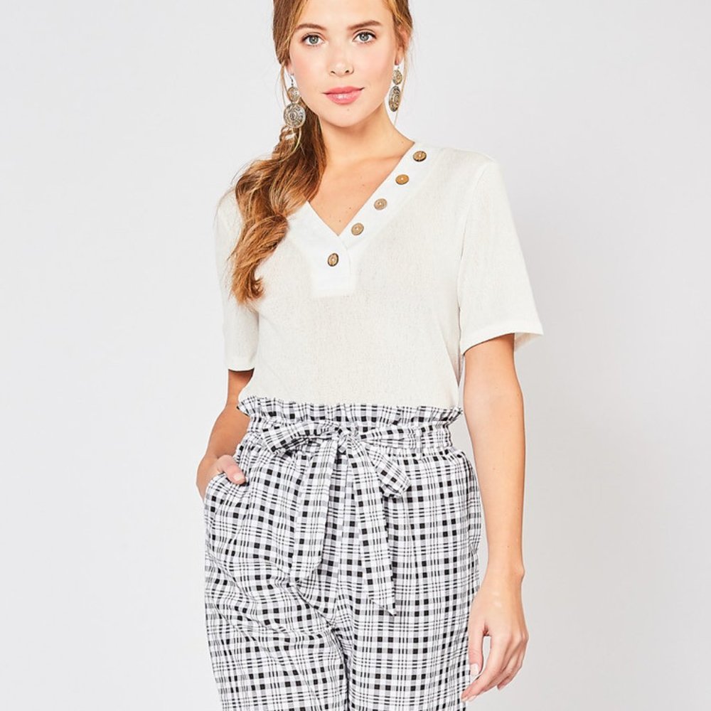 Gingham Paper Bag Pants